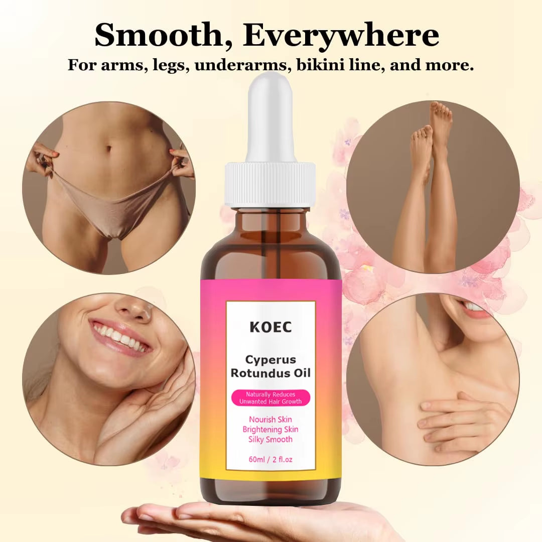 KOEC Cyperus Rotundus Oil for Hair Removal Reducing Armpit Legs Arms Body Hair Inhibitor Smooth Body Skin Hair Removal Oil